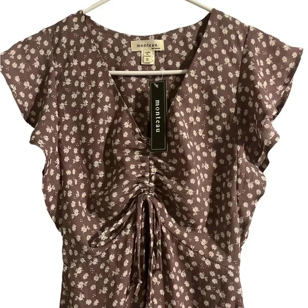 Monteau dress, Purple with cream floral print - Size Small - Picture 3 of 5